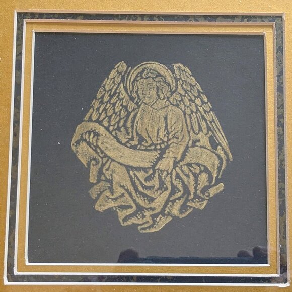 Professionally Handmade Framed Angel Man Evangelist St. Matthew Brass Rubbing - Picture 3 of 4
